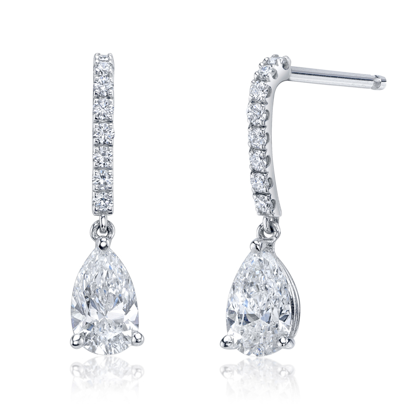 Bachendorf's 18K White Gold Rhodium Platedpear Shape Diamond Drop Earrings