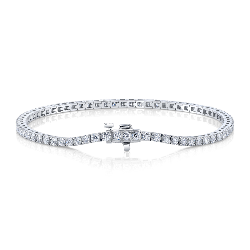 Bachendorf's 18K White Gold Rhodium Plated Diamond Straight Line Bracelet
