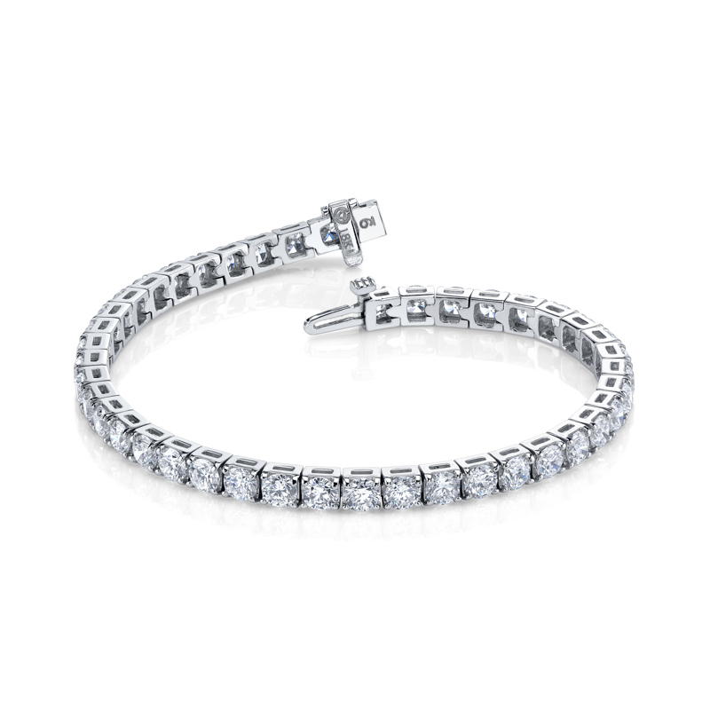 Bachendorf's 18K White Gold Rhodium Plated Diamond Straight Line Bracelet