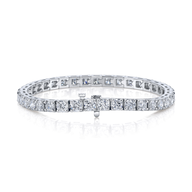 Bachendorf's 18K White Gold Rhodium Plated Diamond Straight Line Bracelet