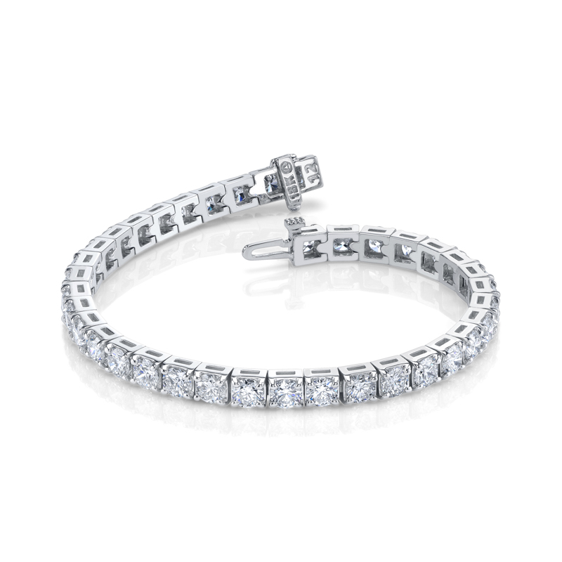 Bachendorf's 18K White Gold Rhodium Plated Diamond Straight Line Bracelet