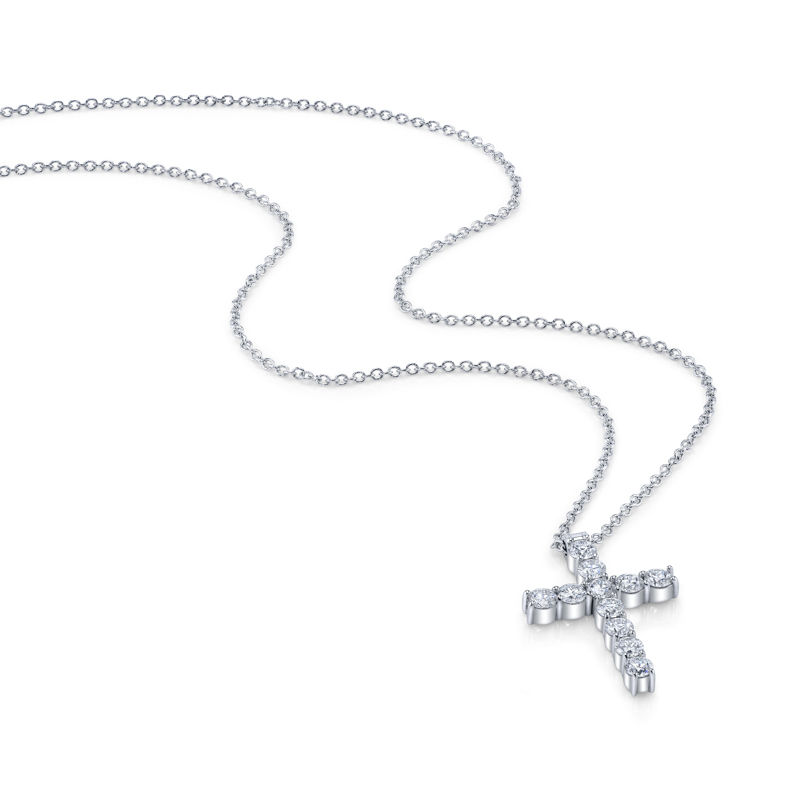 Bachendorf's 18K white gold rhodium plated diamond cross pendant