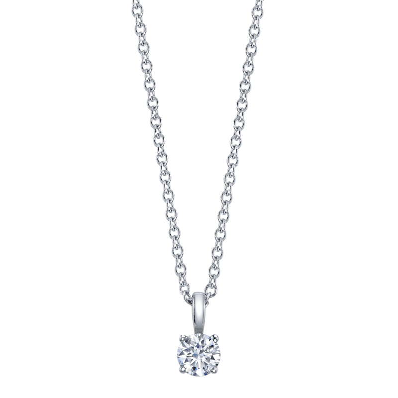 Bachendorf's 18K white gold rhodium plated diamond solitaire pendant