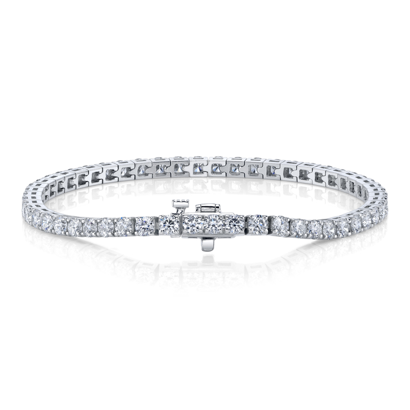 Bachendorf's 18K White Gold Rhodium Plated Diamond Straight Line Bracelet
