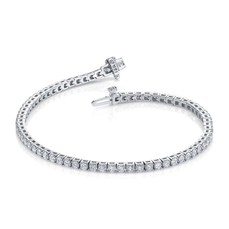 Bachendorf's 18K White Gold Rhodium Plated Diamond Straight Line Bracelet