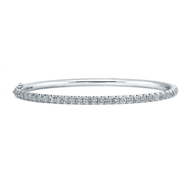 18K White Gold Rhodium Plated Diamond Eternity Bangle Bracelet