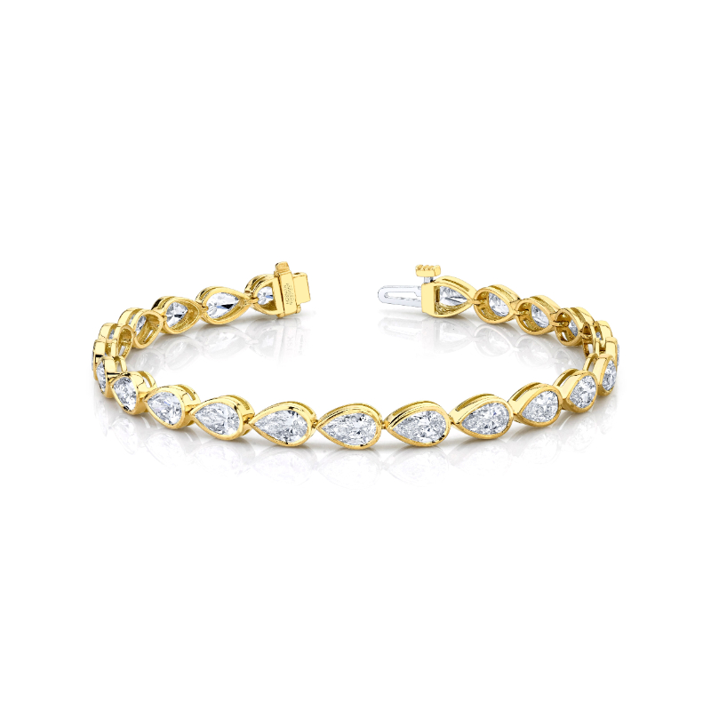 Norman Silverman 18K Yellow Gold East West Bezel Set Diamond Straight Line Bracelet