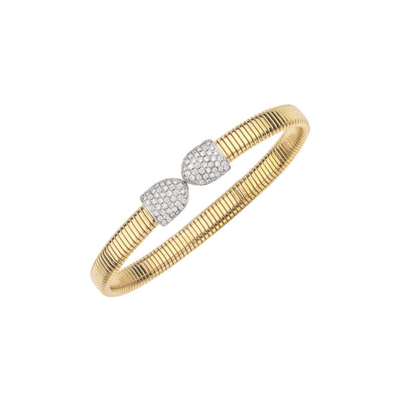 Fallon B. 18K Yellow And White Rhodium Plated Gold Diamond Buff Bangle