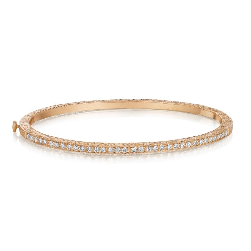 Penny Preville 18K Rose Gold Classic Bangles Thin Diamond Bangle Bracelet