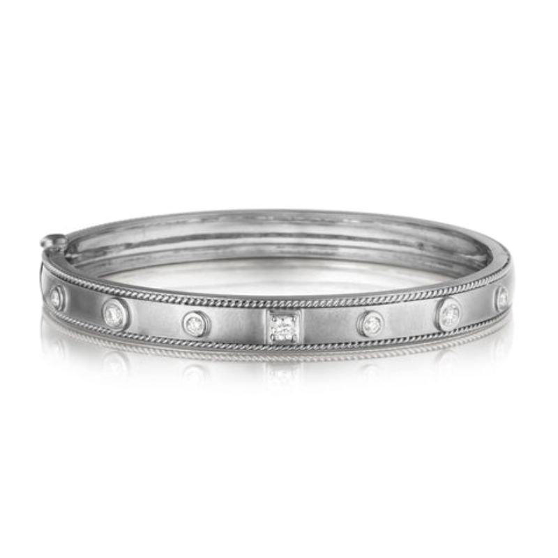 Penny Preville 18K White Gold Rhodium Plated Classic Bangle