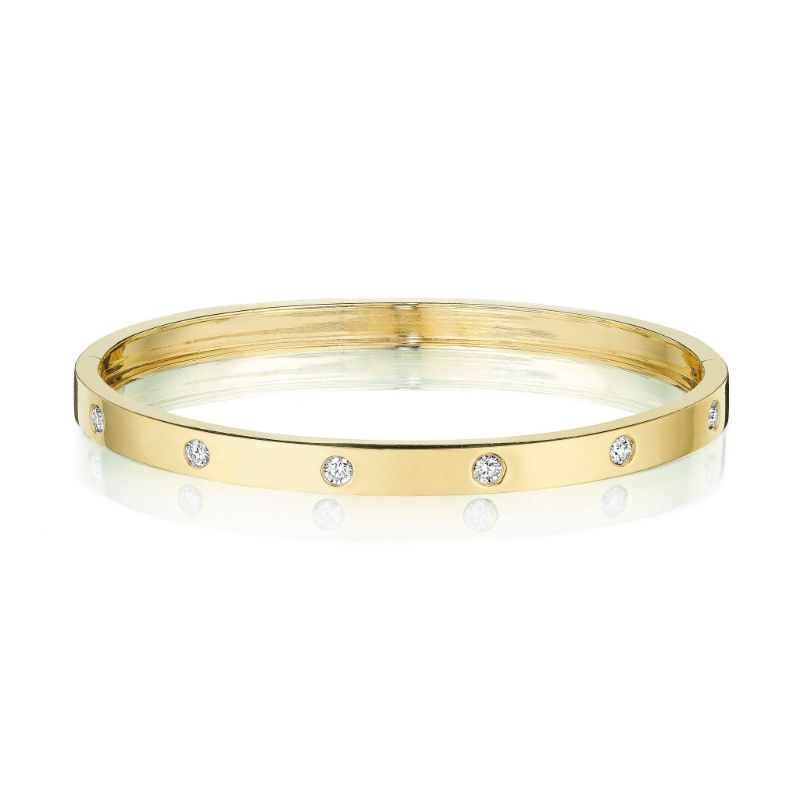 Penny Preville 18K Yellow Gold Round Station Modern Bangle Bracelet