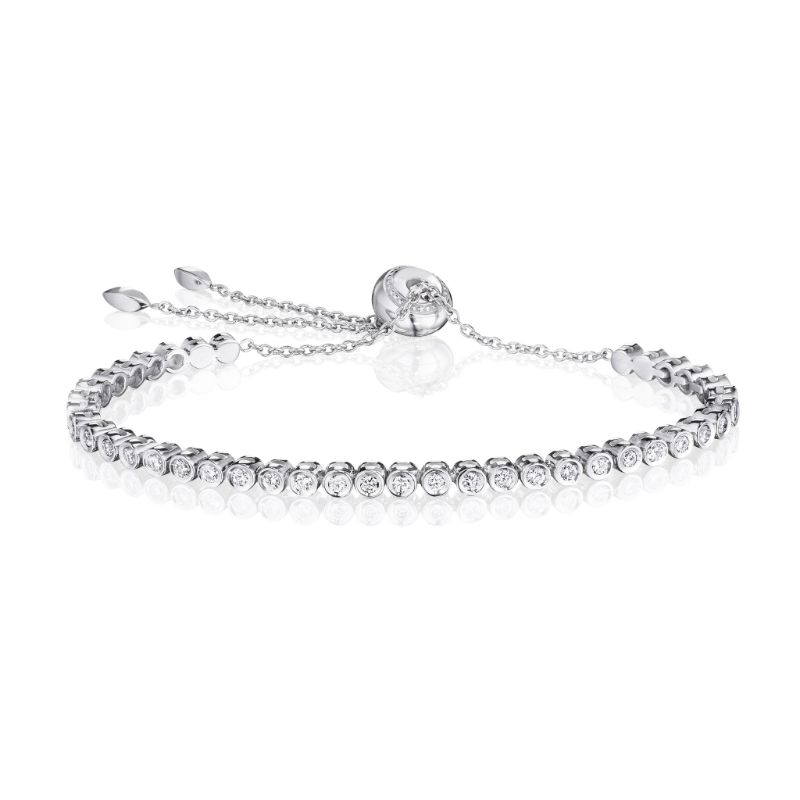 Penny Preville 18K White Gold Rhodium Plated Bezel Set Flexible Bracelet