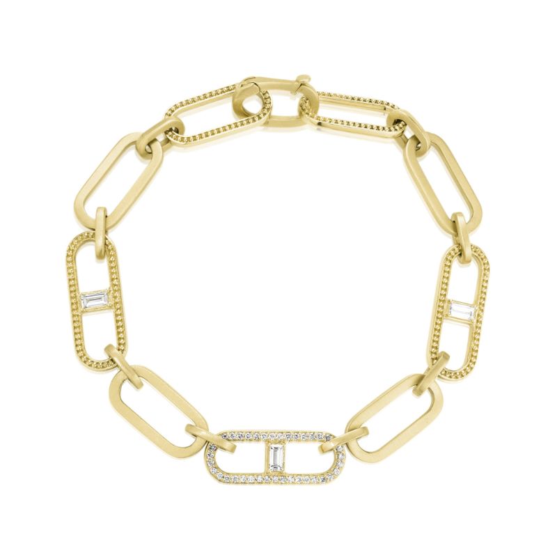 Penny Preville 18K Yellow Gold Textured Flat Link Bracelet