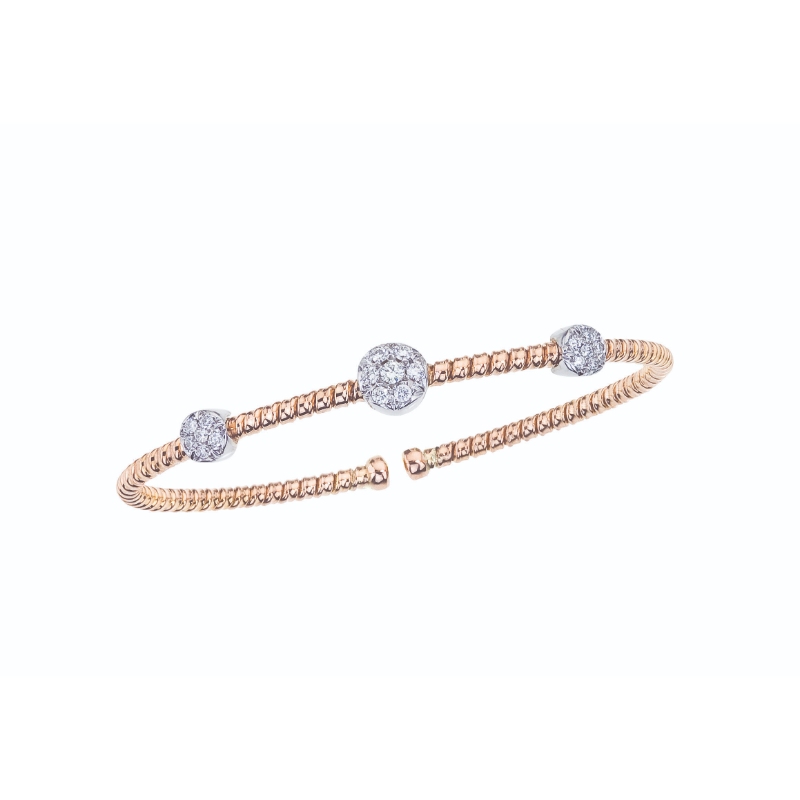 Fallon B. 18K Rose and White Gold 3 Station Bangle Bracelet
