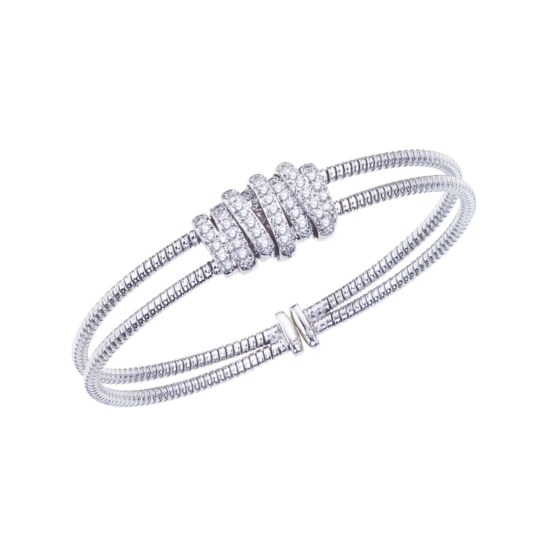Fallon B. 18K White Gold Bangle Bracelet Double Row