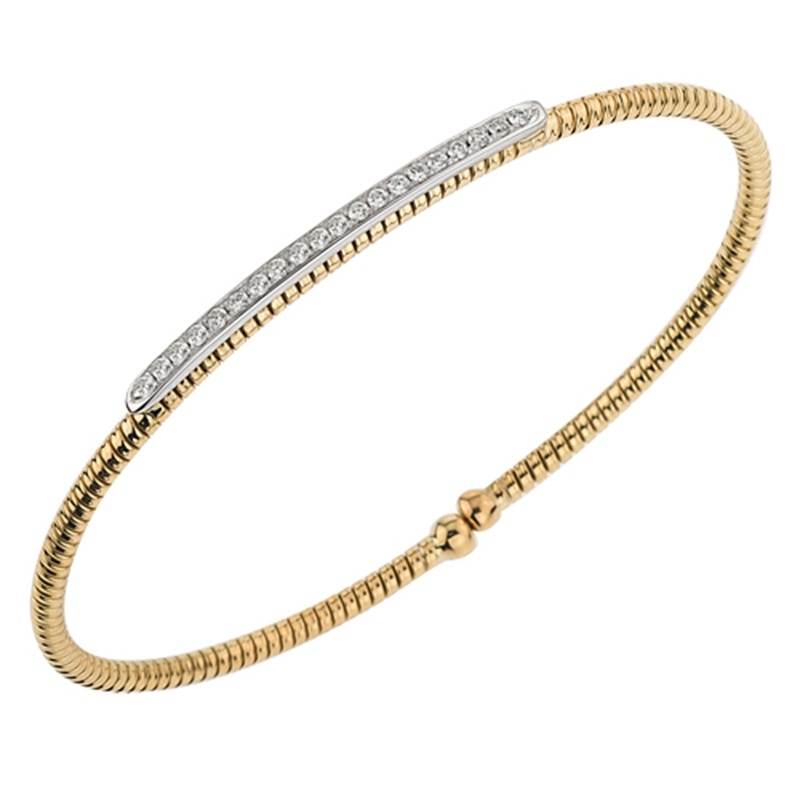 Fallon B. 18K Yellow and White Gold Single Row Bar Bangle Bracelet