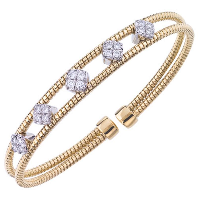 Fallon B 18K White Gold Rhodium Plated Double Row Diamond Bangle