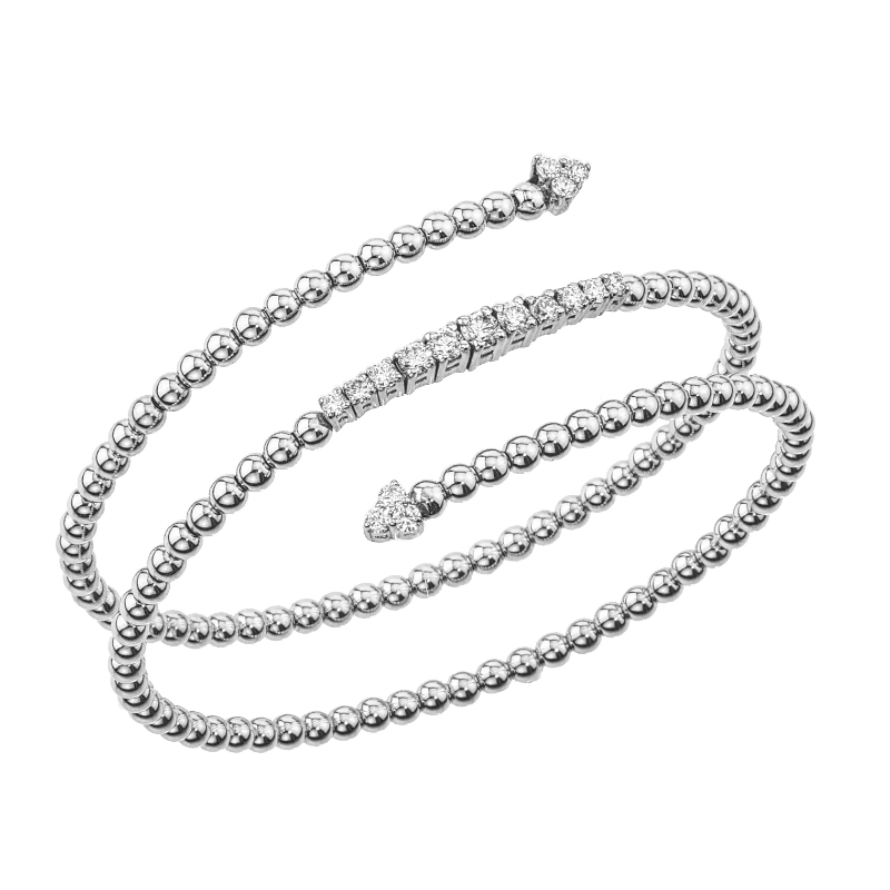 Fallon B. 18K White Gold 3 Row Wrap Bangle Bracelet