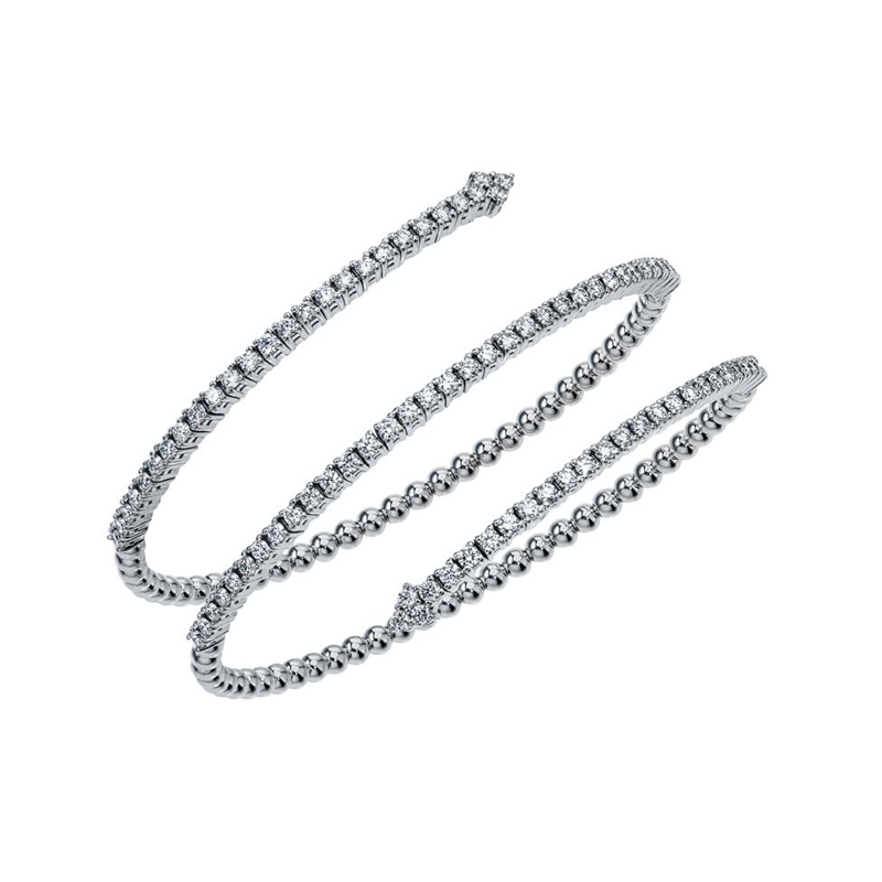 Fallon B 18K White Gold Diamond 3 Row Wrap Bangle
