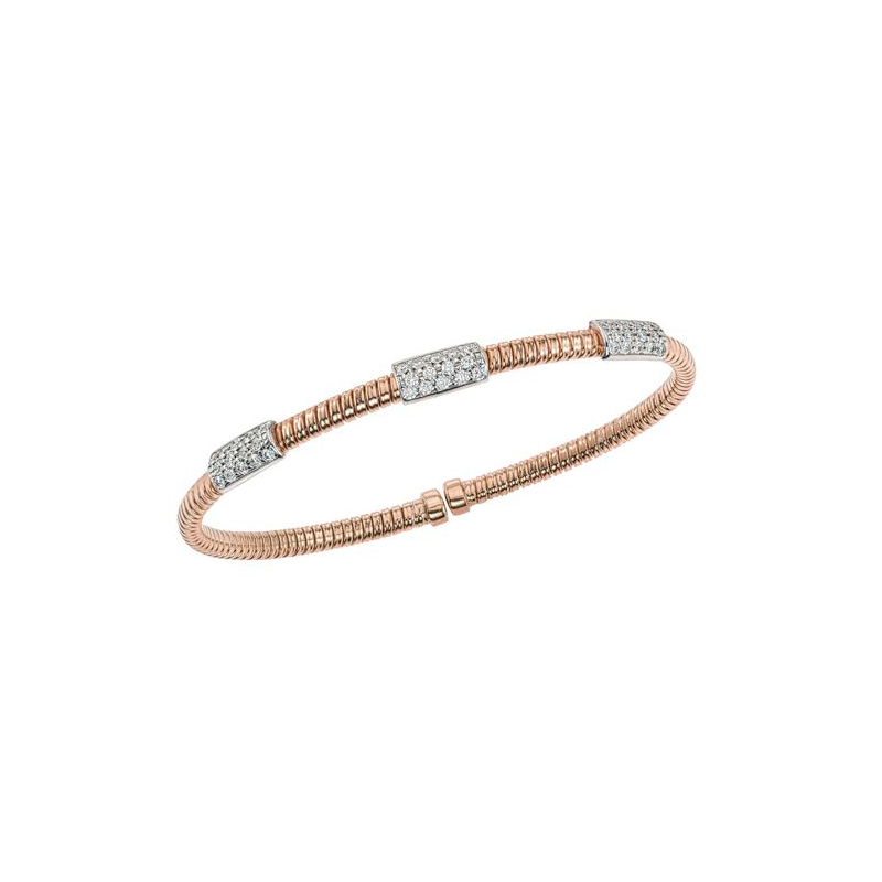 Fallon B 18K Rose Gold Diamond 3 Bar Station Bangle