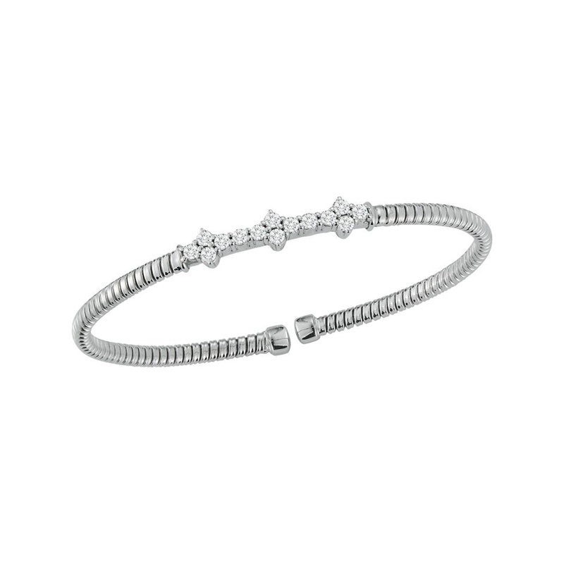 Fallon B 18K White Gold Rhodium Plated Diamond Bangle