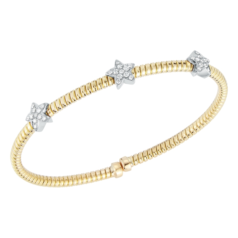 Fallon B. 18K Yellow and White Rhodium Plated Diamond Star Station Bracelet