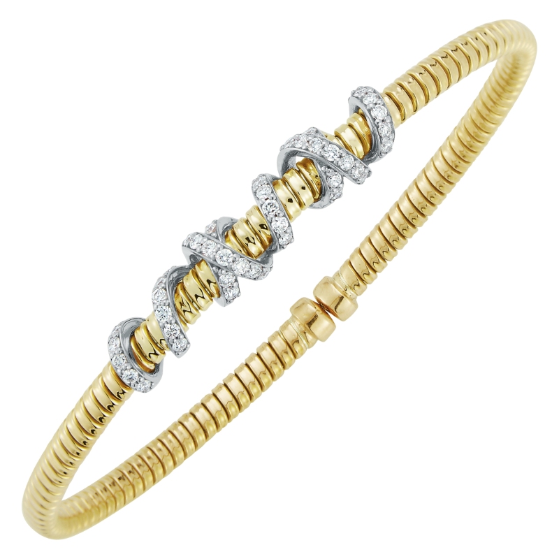 Fallon B. 18K Yellow and White Gold Twist Bangle Bracelet