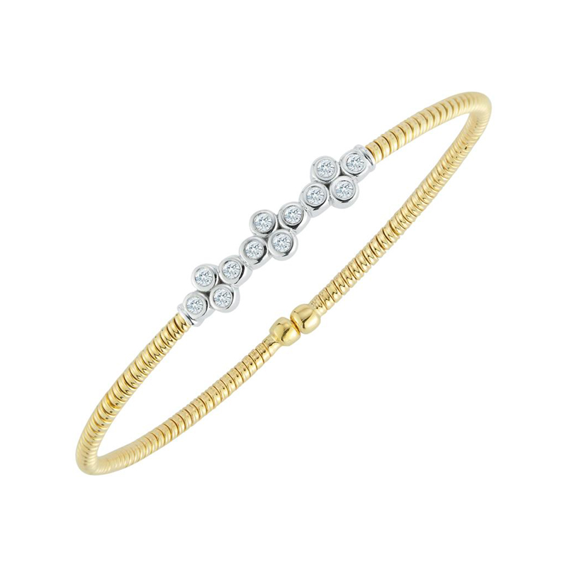 Fallon B 18K White Gold Rhodium Plated Bezel Set Diamond Station Bangle