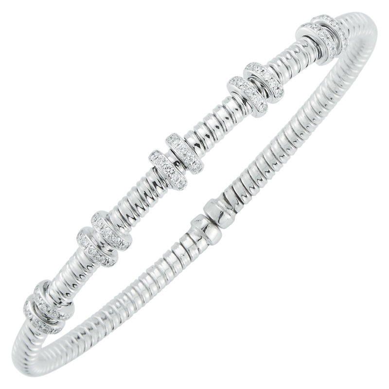 Fallon B. 18K White Gold Station Bangle Bracelet