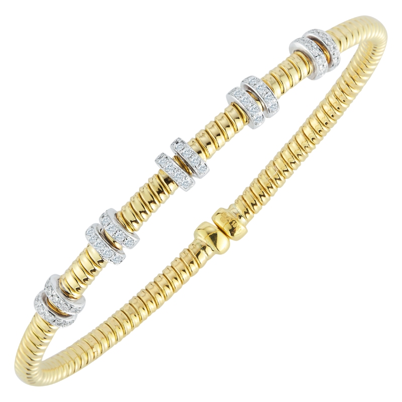 Fallon B. 18K Yellow and White Gold Station Bangle Bracelet