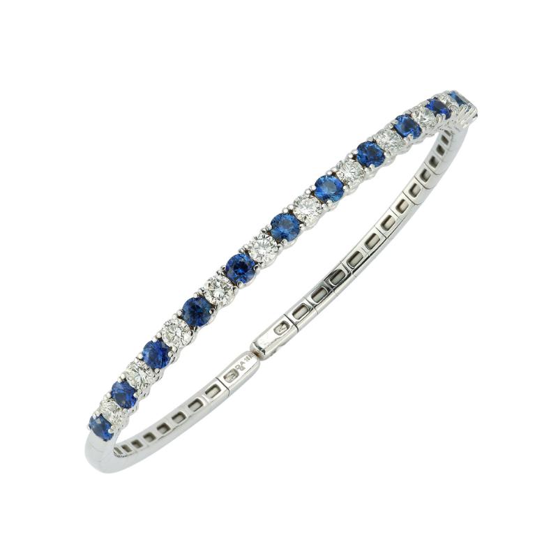 Fallon B. 18K White Gold Alternating Stone Bangle Bracelet