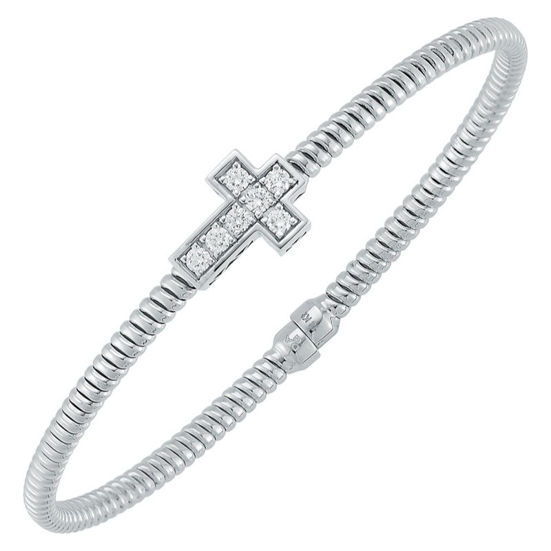 Fallon B. 18K White Gold Cross Bangle Bracelet