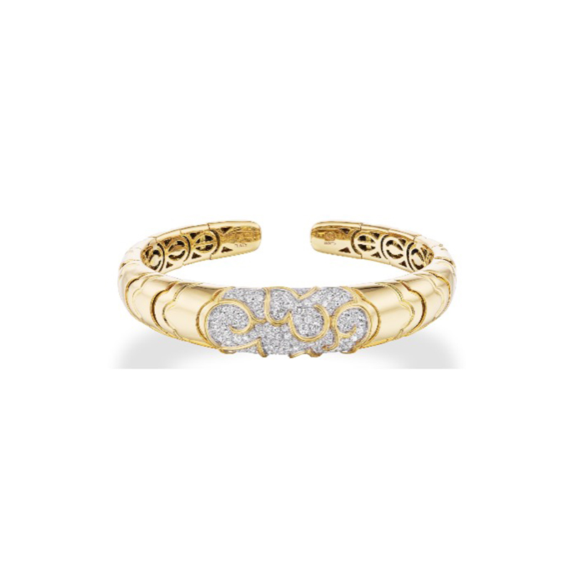 18k Yellow Gold Onda Pave Bangle