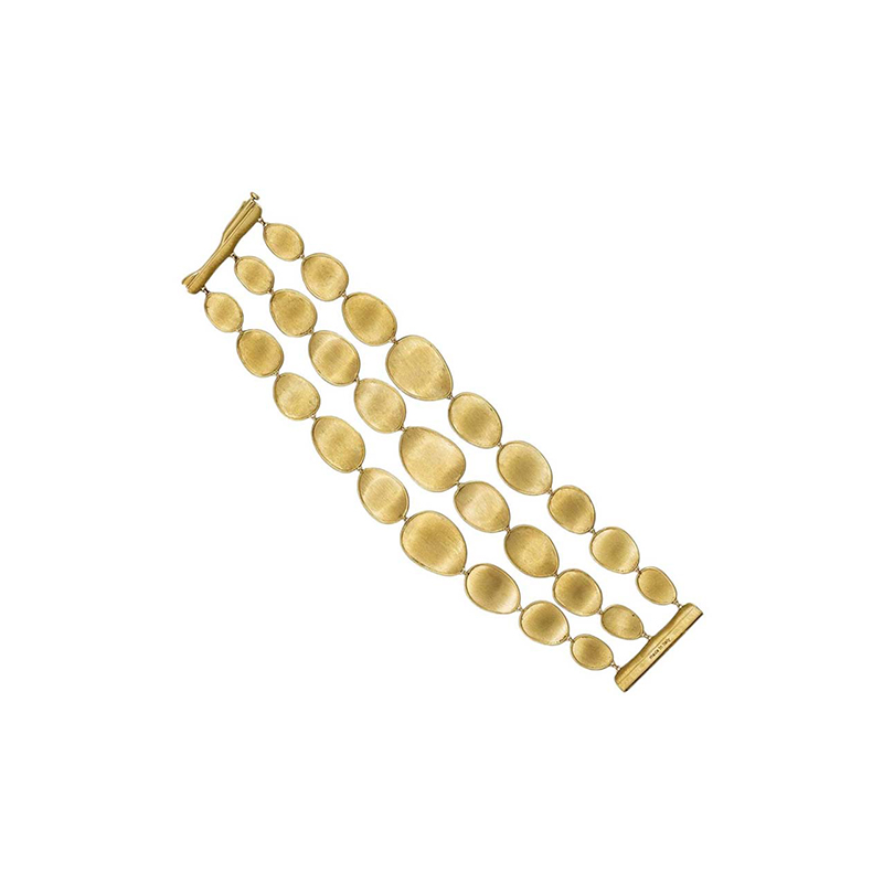 Marco Bicego Lunaria 18K yellow gold hand engraved 3 row bracelet