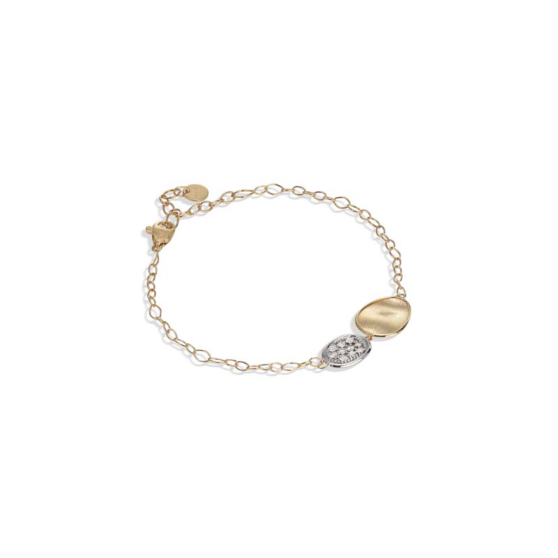Marco Bicego 18K yellow and white gold Lunaria bracelet with diamonds weighing 0.20 carat total weight