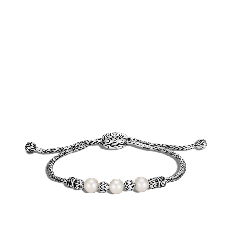 Classic Chain Pull Through Bracelet in Silver with Pearl
