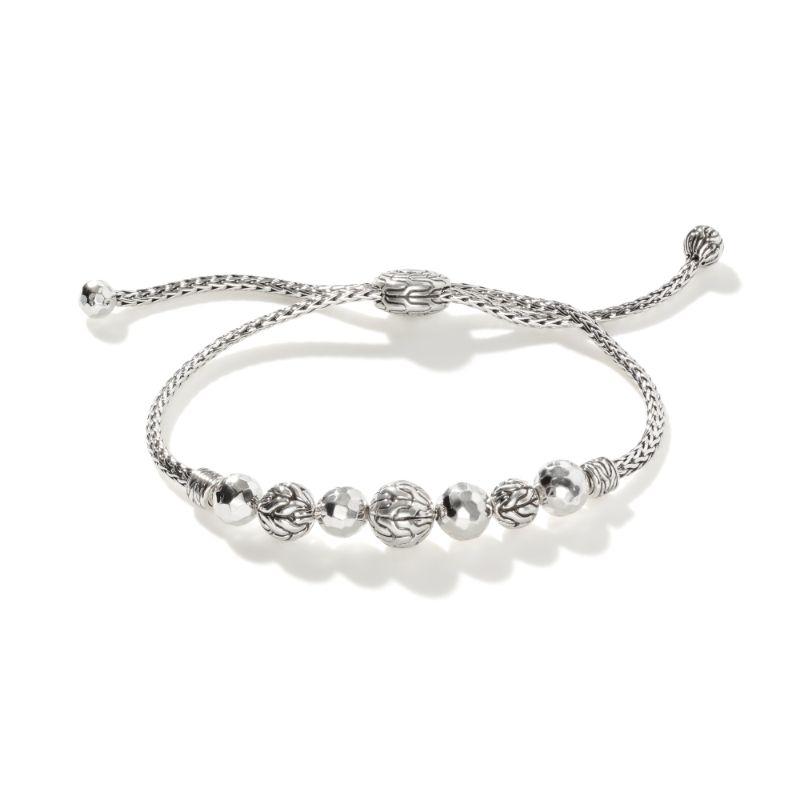 Sterling Silver Classic Chain Hammered Mini Pull Through Bracelet