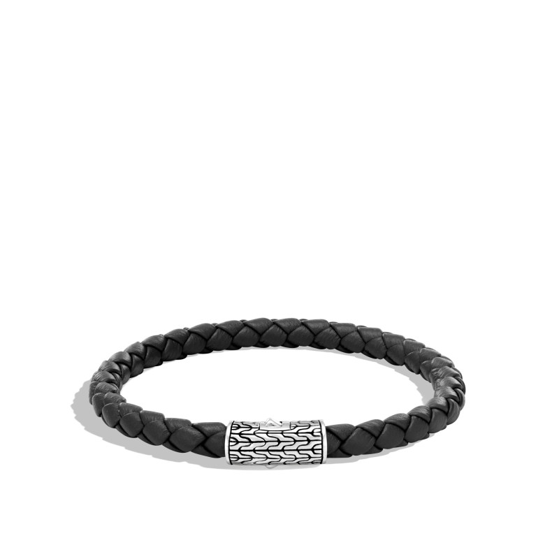Classic Chain 5.5mm Station Bracelet in Silver and Leather