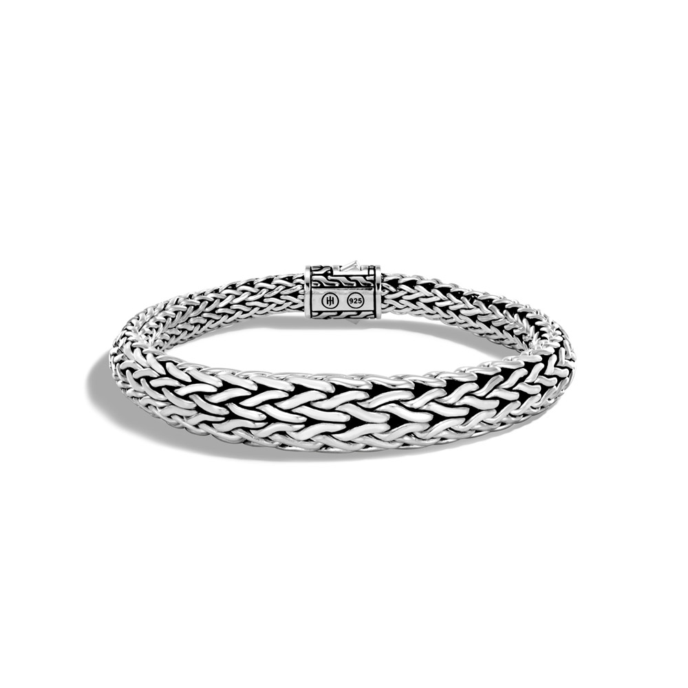 John Hardy sterling silver Classic Chain graduated bracelet, 11mm wide bracelet with pusher clasp, size M