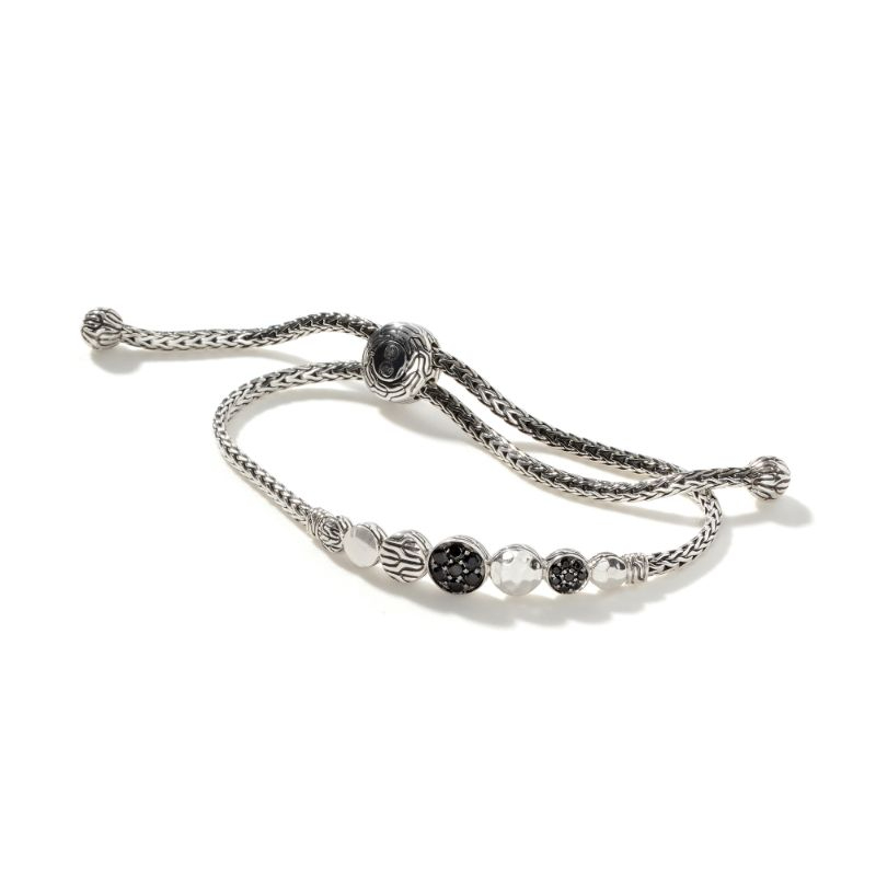 Sterling Silver Dot Hammered Station Pull Through Bracelet