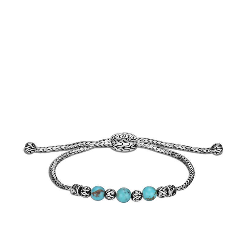Classic Chain Pull Through Bracelet in Silver with Gemstone