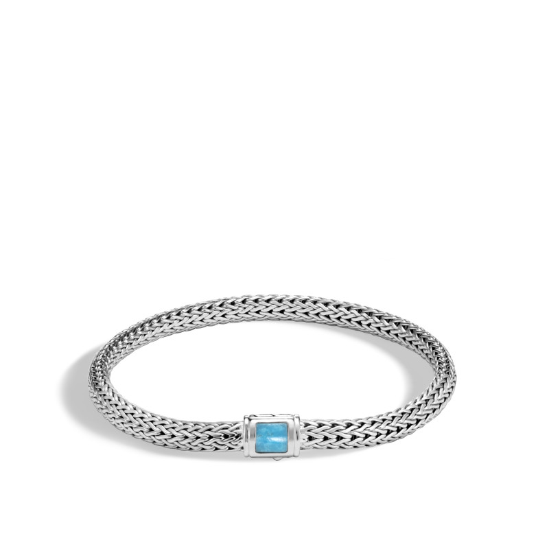 Classic Chain Silver Extra Small Bracelet with Turquoise (M)