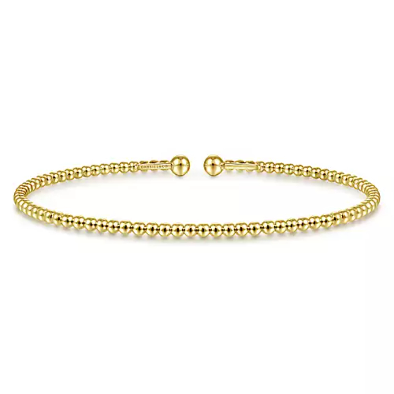 Gabriel & Co 18K Yellow Gold Bujukan Flexible Bead Cuff Bracelet, Size 6.25