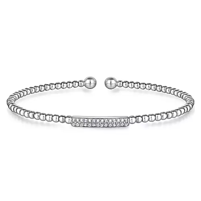 Gabriel & Co 18K White Gold Rhodium Plated Bujukan Bead Cuff Bracelet