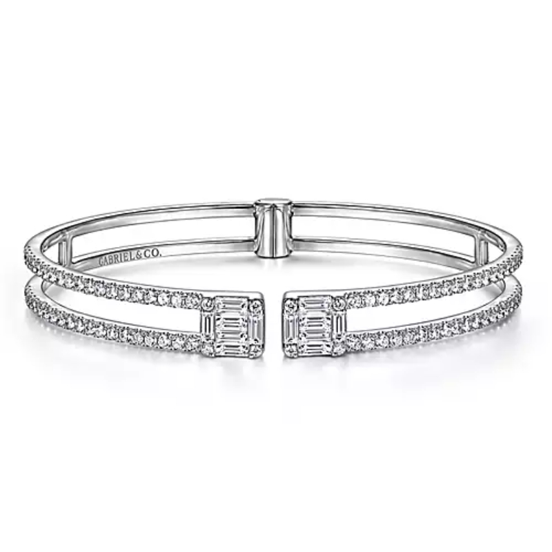 Gabriel & Co 18K White Gold Rhodium Plated Lusso Open Cuff Bracelet