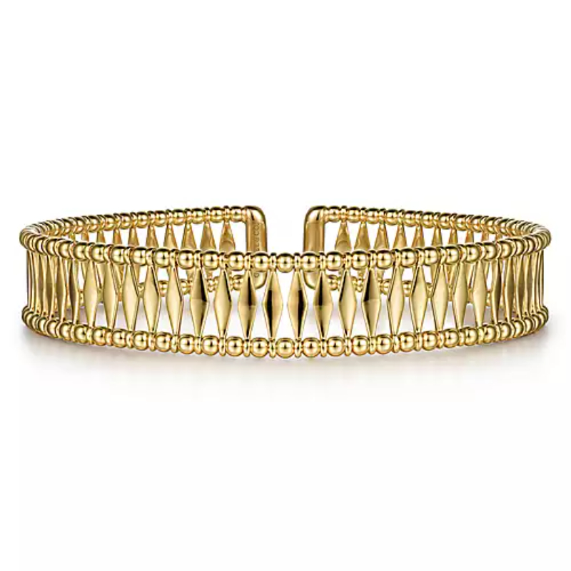 Gabriel & Co 18K Yellow Gold Bujukan 11mm Flexible Cuff Bracelet, Size 6.25