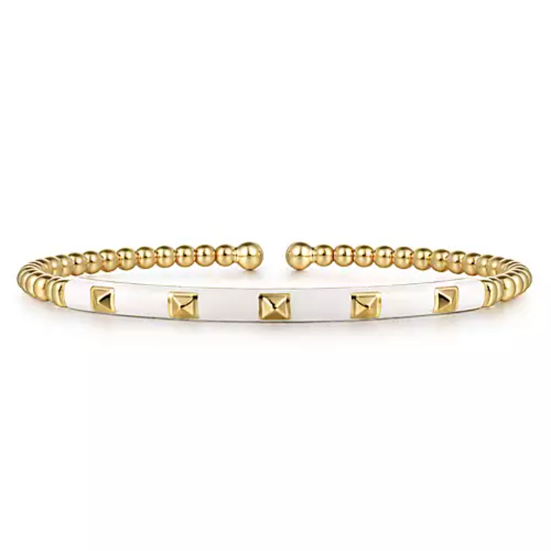 Gabriel & Co 18K Yellow Gold Bujukan Flexible Beaded Cuff Bracelet