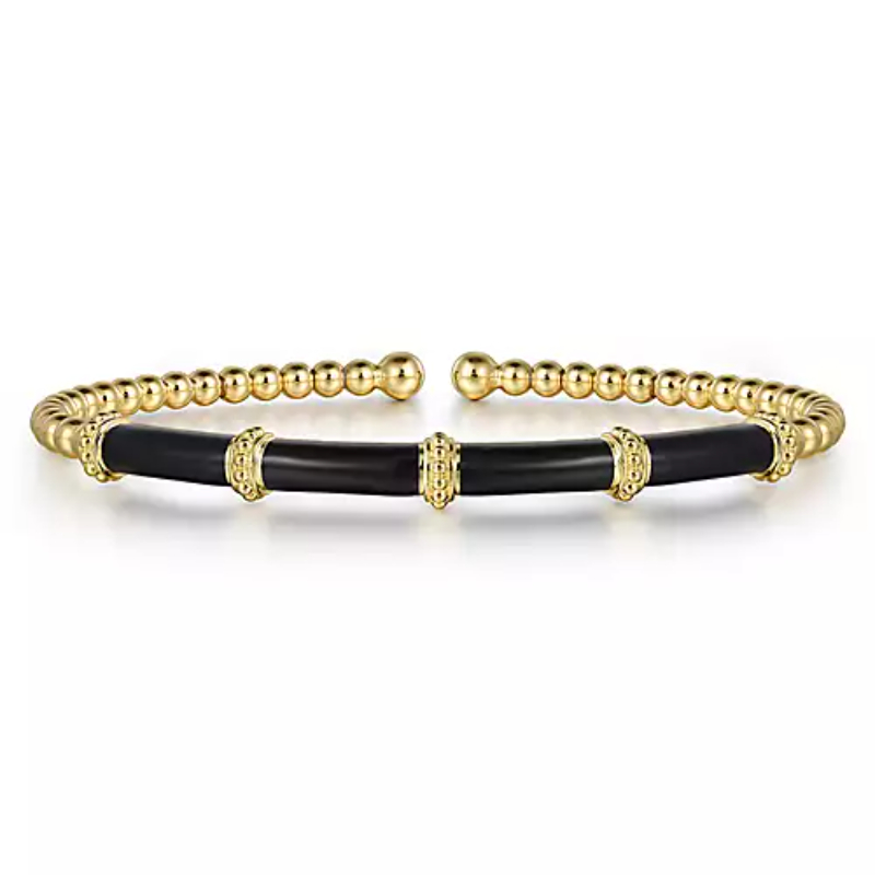 Gabriel & Co 18K Yellow Gold Bujukan Beads Split Cuff Bracelet
