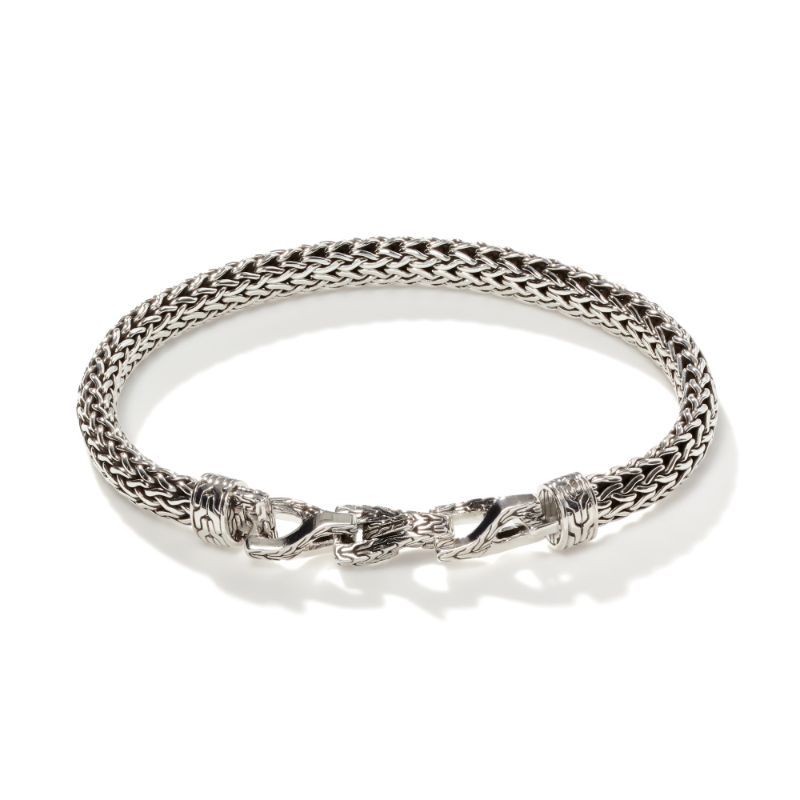 John Hardy sterling silver Asli Classic Chain link stationsmall chain bracelet, 47mm station, 6.5mm bracelet with hook clasp, size M