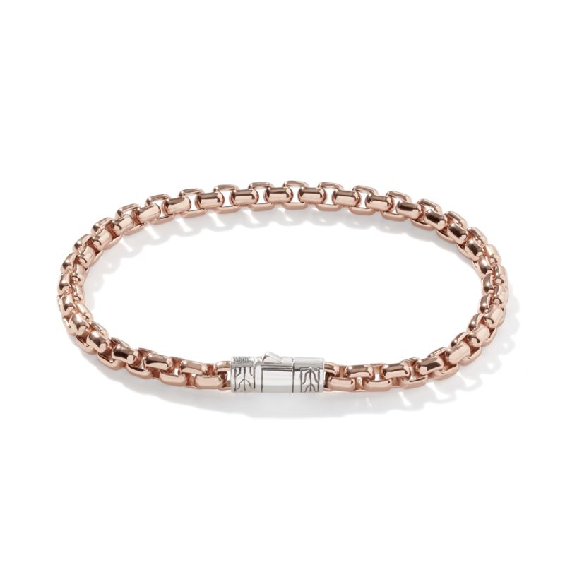 John Hardy sterling silver and bronze Classic Chain bracelet, 4.8mm box chain bracelet with pusher clasp, size M